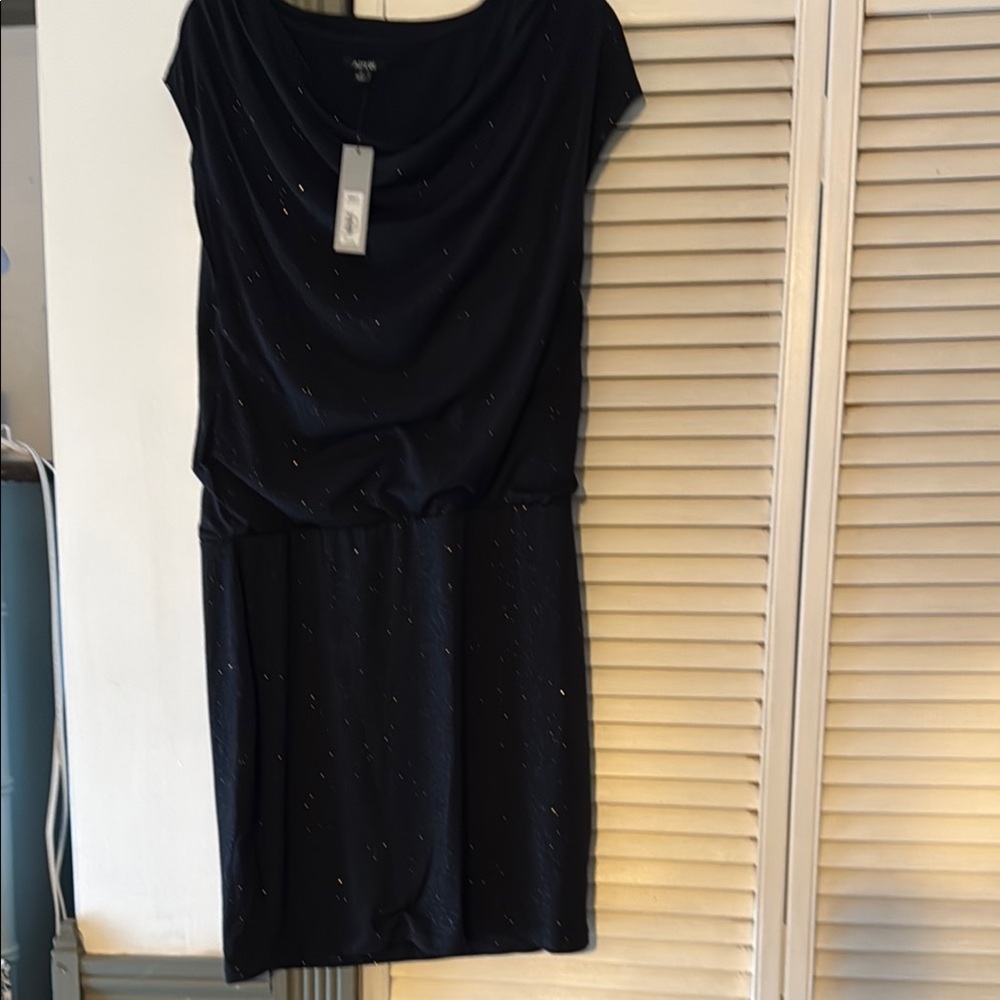 Apt. 9 Black Sheath Midi Dress with Cowl Neck pull over stretchy with sparkles